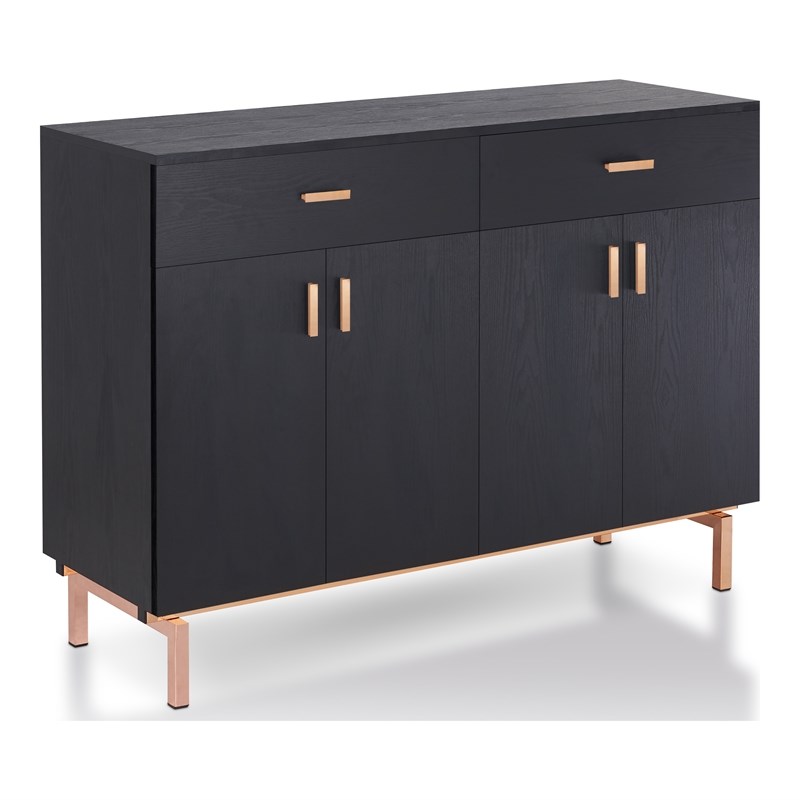 Furniture of America Coloma Wood 2-Drawer Buffet Server in Black and Rose Gold