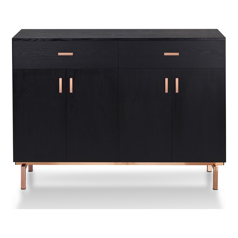 Furniture of America Coloma Wood 2-Drawer Buffet Server in Black and Rose Gold