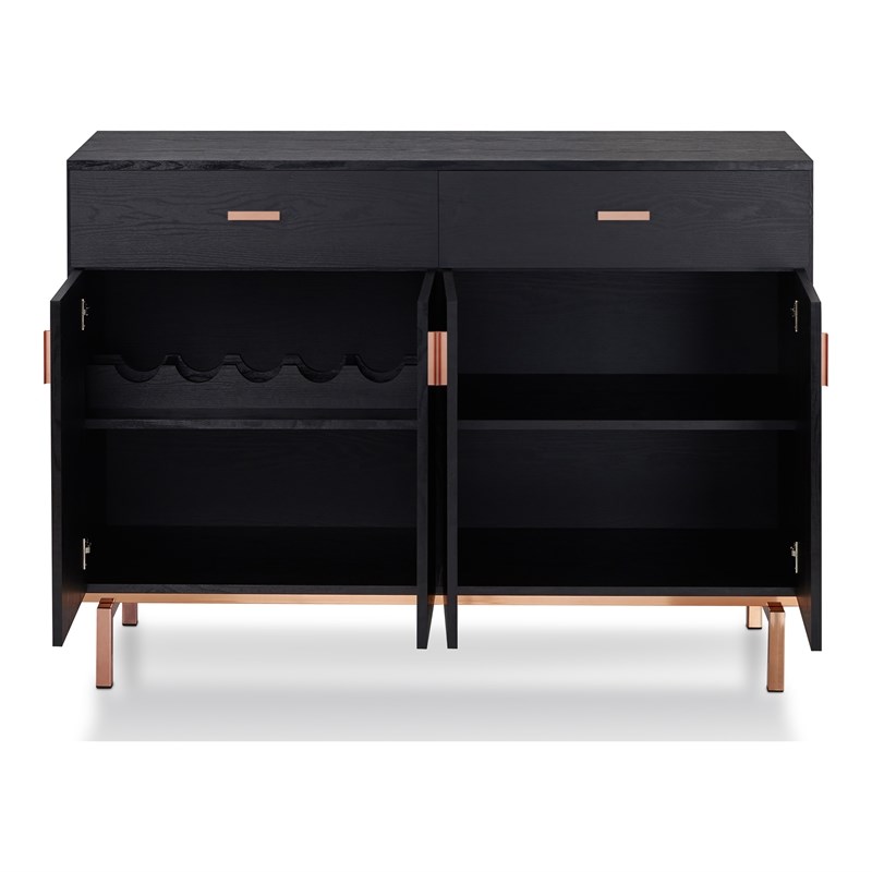 Furniture of America Coloma Wood 2-Drawer Buffet Server in Black and Rose Gold