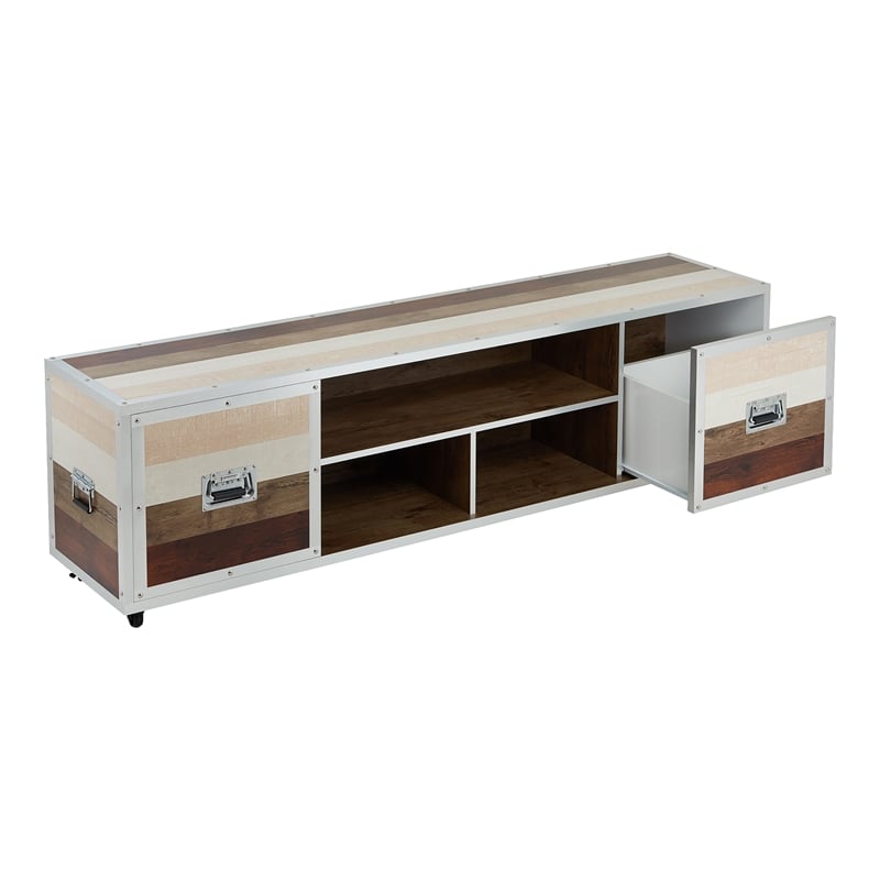 Furniture of America Micah Modern Wood TV Stand with Casters in Multi-color