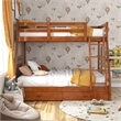Furniture of America Tomi Wood Twin over Full Storage Bunk Bed in Oak