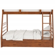Furniture of America Tomi Wood Twin over Full Storage Bunk Bed in Oak
