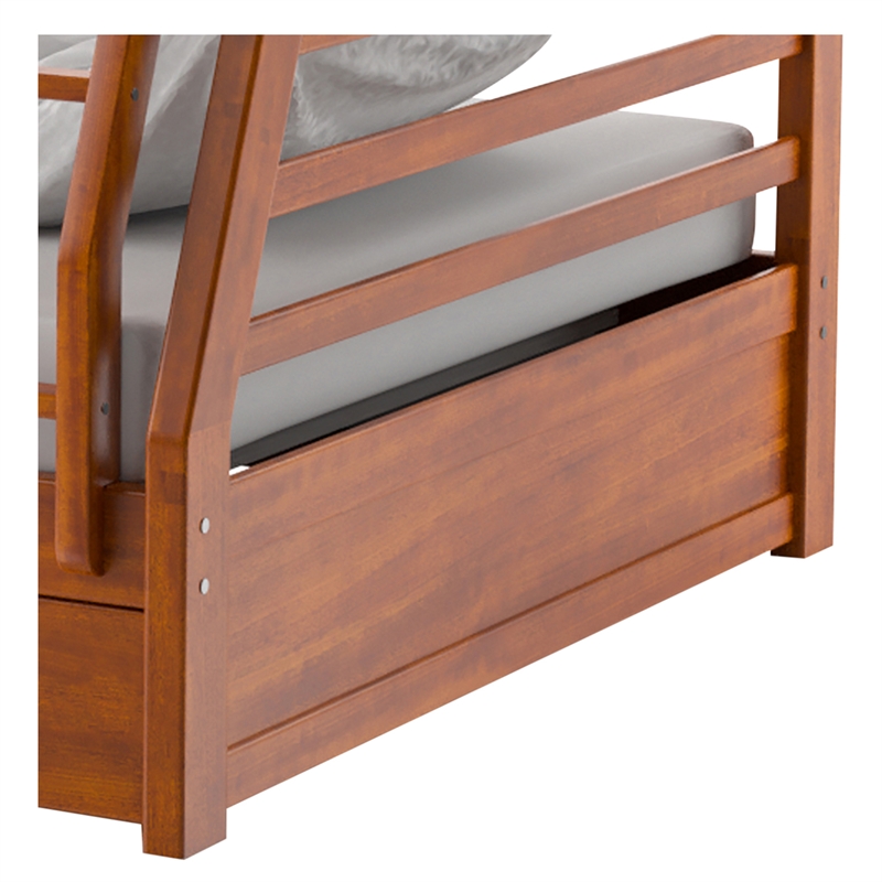 Furniture of America Tomi Wood Twin over Full Storage Bunk Bed in Oak