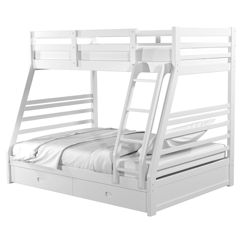 Furniture of America Tomi Wood Twin over Full Storage Bunk Bed in White