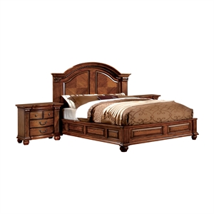 furniture of america charles 2 piece solid wood arched panel bedroom set in antique tobacco oak