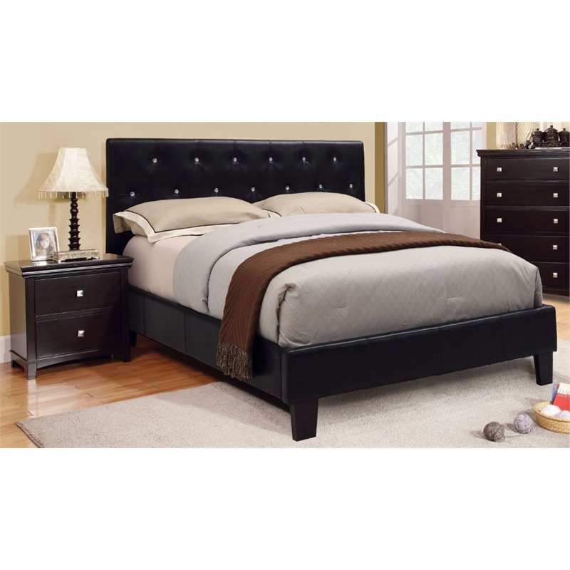 Details About Furniture Of America Kylen 2 Piece Upholstered King Bedroom Set In Black