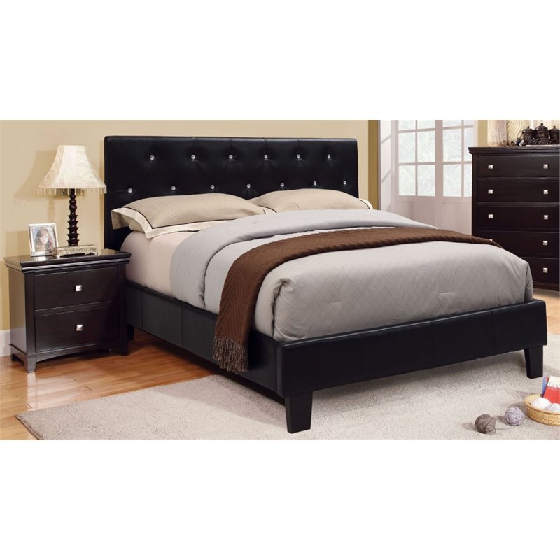 Furniture Of America Kylen 2 Piece Upholstered Full Bedroom Set In Black