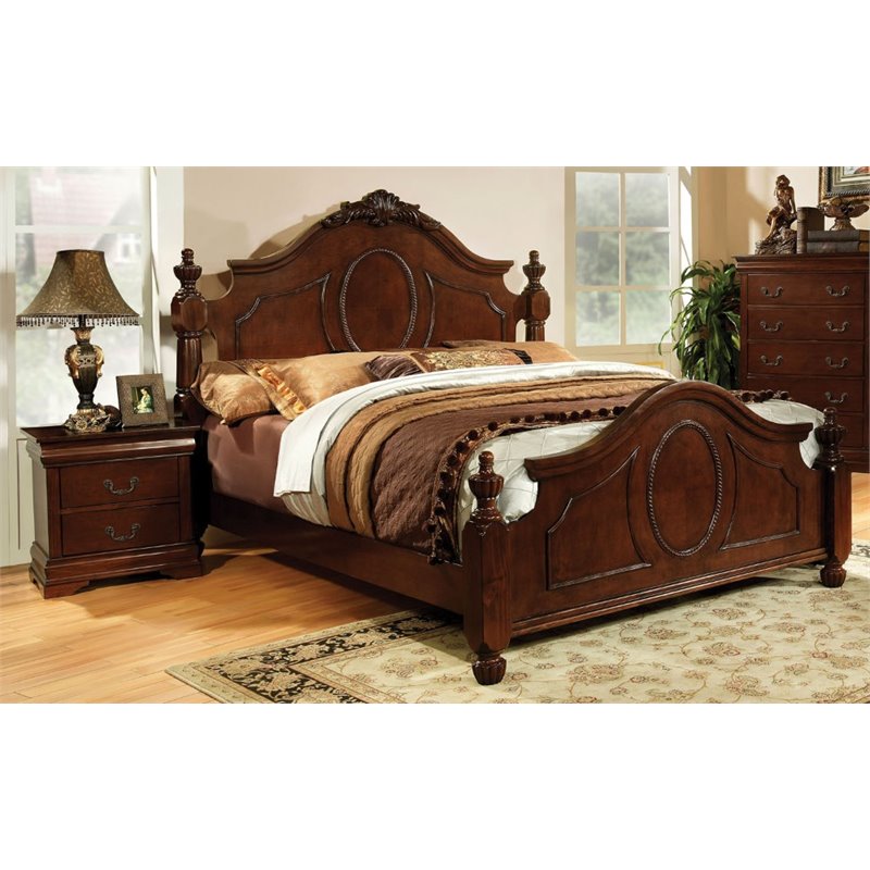 Details About Furniture Of America Lauryn 2 Piece Queen Panel Bedroom Set In Brown Cherry