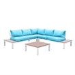 Furniture of America Chentelli Aluminum Patio Sectional with Ottoman in Blue