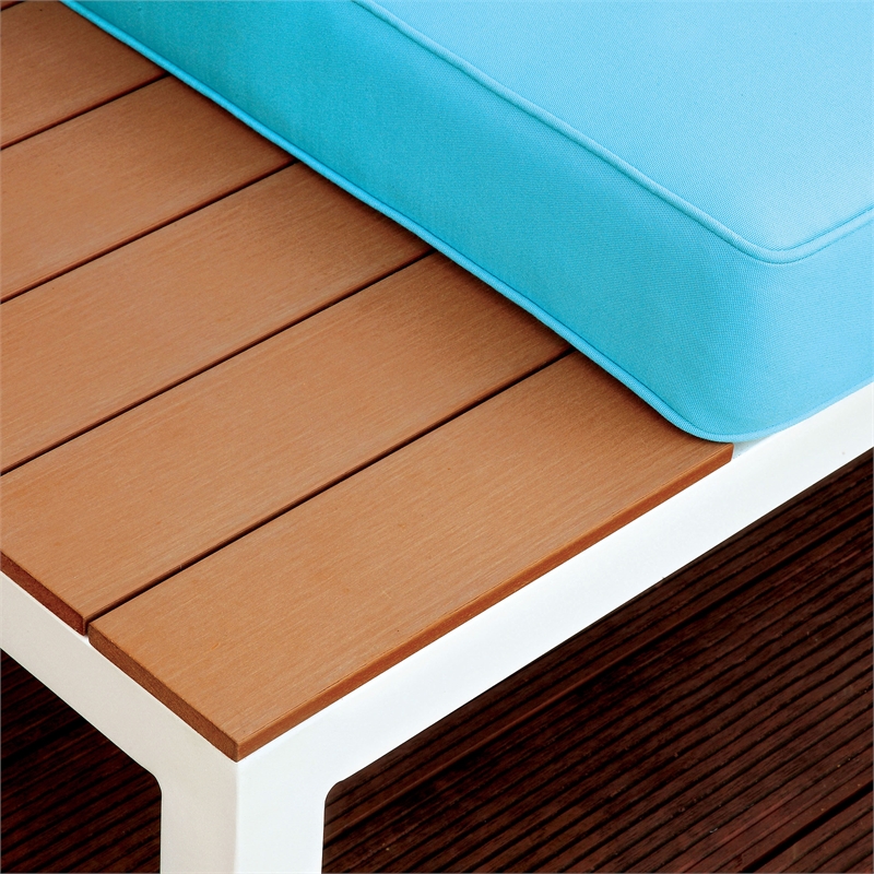 Furniture of America Chentelli Aluminum Patio Sectional with Ottoman in Blue