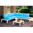 Furniture of America Chentelli Aluminum Patio Sectional with Ottoman in Blue