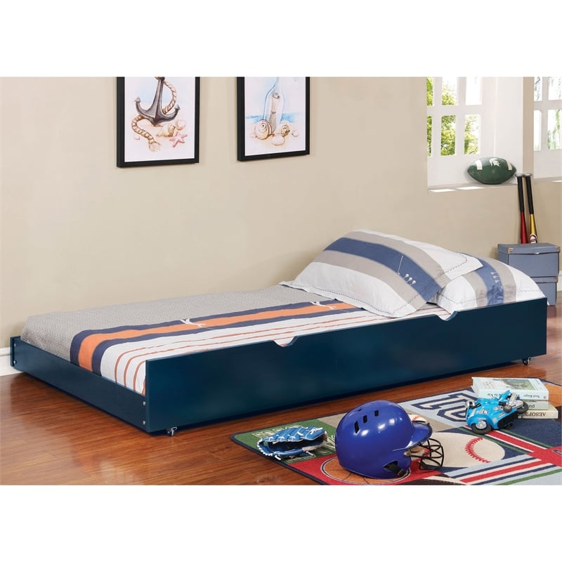 Furniture of America Barnes Transitional Wood Twin Trundle in Blue
