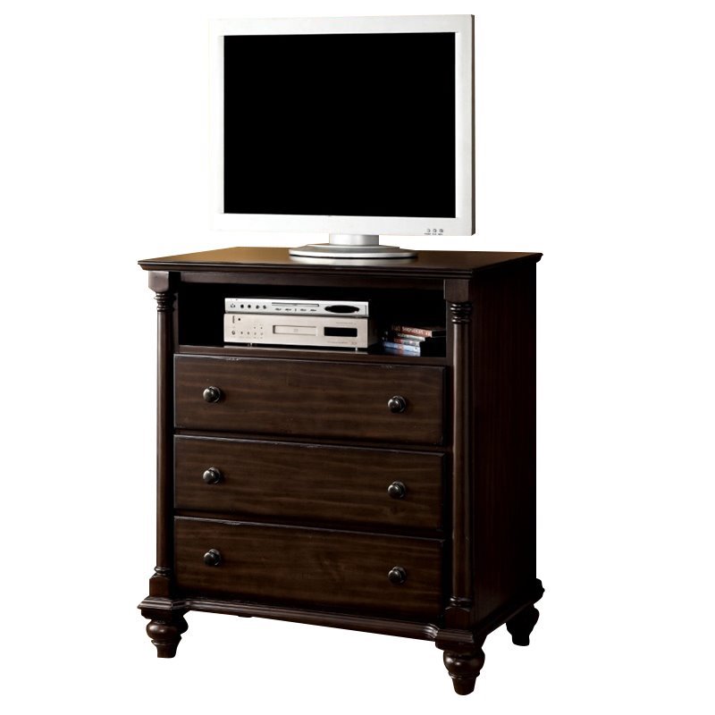Furniture of America Glenwood Solid Wood 3Drawer TV Stand in Brown