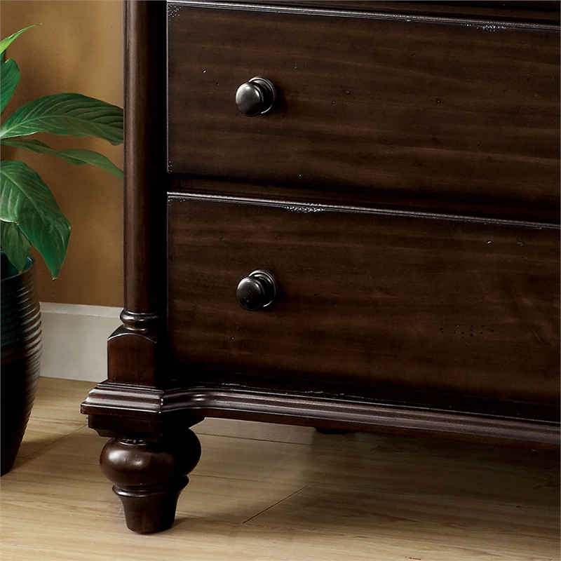 Furniture of America Glenwood Solid Wood 3Drawer TV Stand in Brown