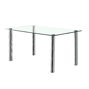 furniture of america gera contemporary glass top dining table in chrome