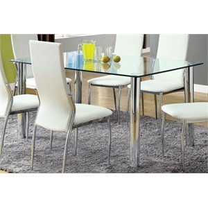 Furniture of America Gera Glass Top Dining Table in Chrome
