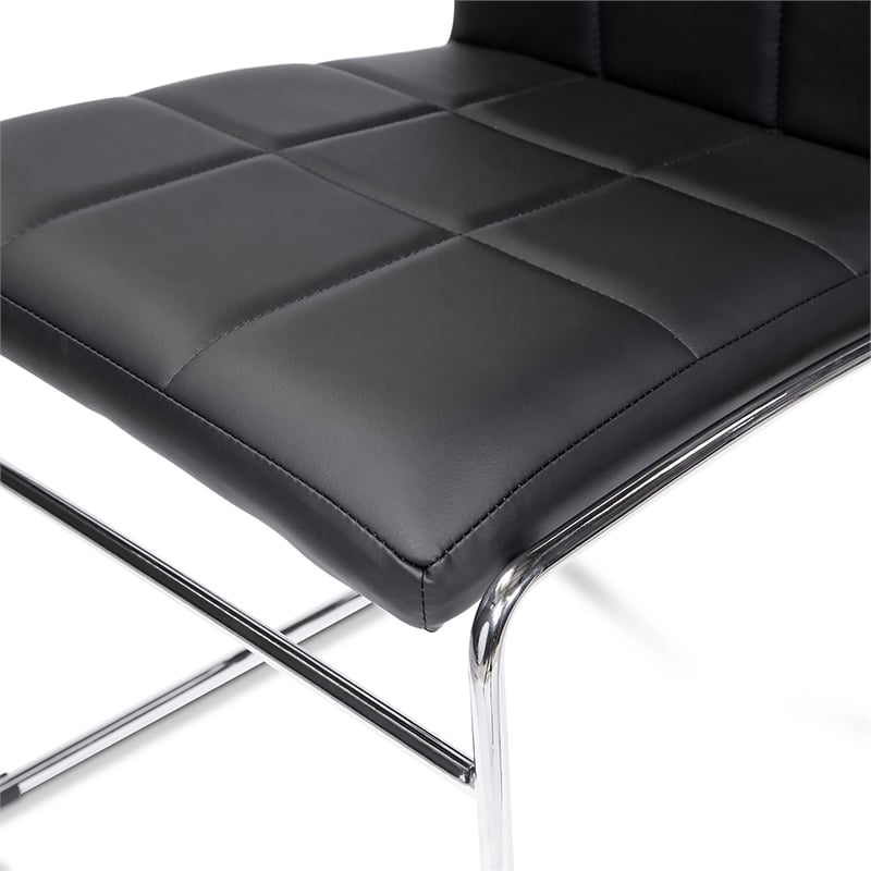 Furniture of America Poipen Faux Leather Dining Chairs in Black (Set of 2)