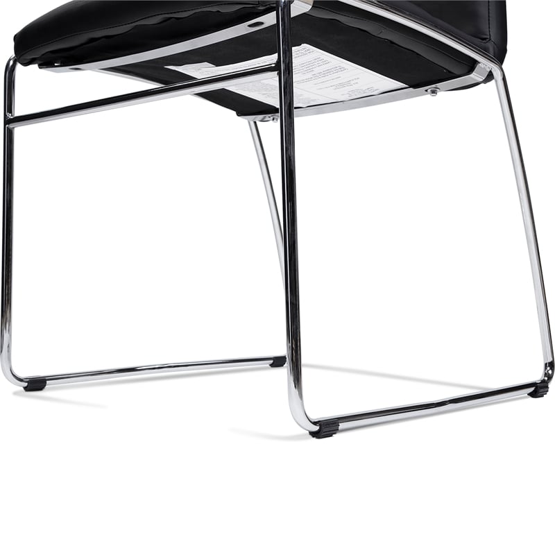Furniture of America Poipen Faux Leather Dining Chairs in Black (Set of 2)