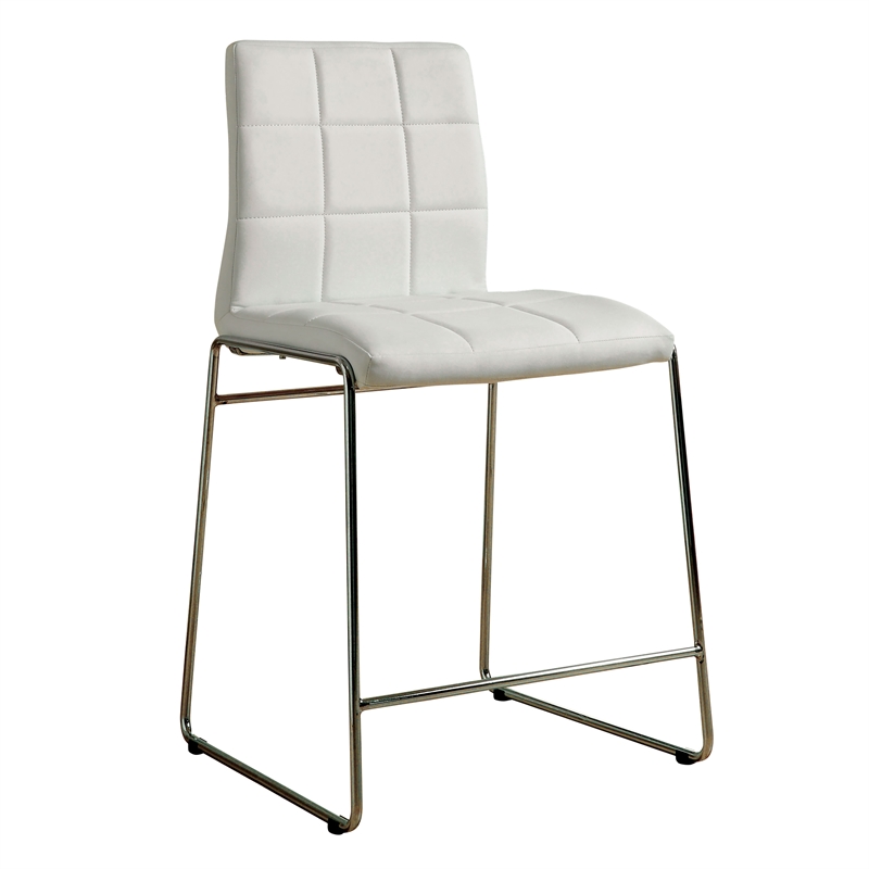 Furniture of America Poipen White Faux Leather Counter Height Chairs (Set of 2)