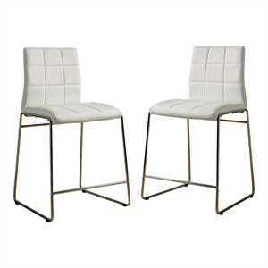 Furniture of America Poipen White Faux Leather Counter Height Chairs (Set of 2)