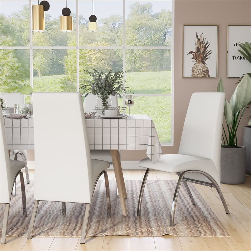 Furniture of America Duell White Faux Leather Dining Chair (Set of 2)