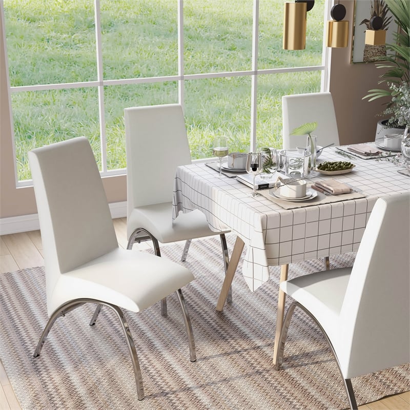 Furniture of America Duell White Faux Leather Dining Chair (Set of 2)