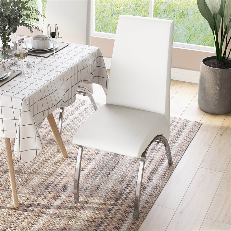 Furniture of America Duell White Faux Leather Dining Chair (Set of 2)