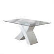 Furniture of America Duell Contemporary Glass Top Dining Table in White