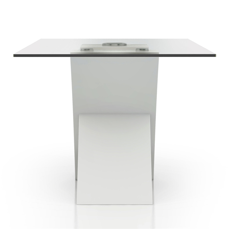 Furniture of America Duell Contemporary Glass Top Dining Table in White
