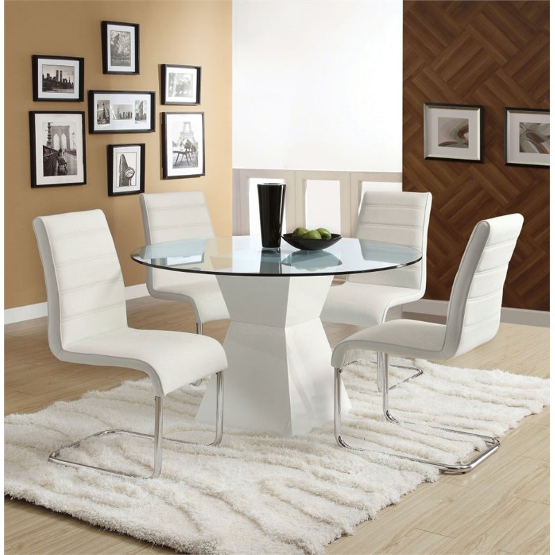 white leather dining table set