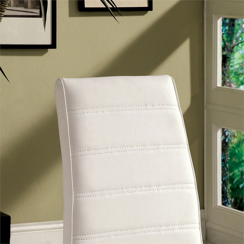Furniture of America Dorazio Faux Leather Dining Chairs in White (Set of 2)