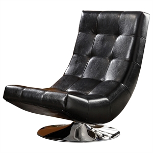 furniture of america clifton contemporary faux leather tufted swivel curved accent chair