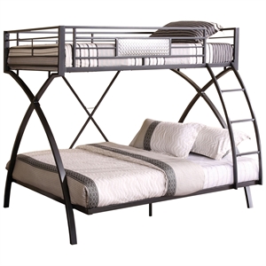 furniture of america santrey metal twin over full bunk bed in gun metal