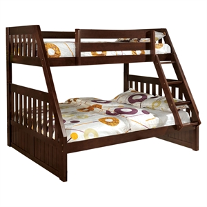 furniture of america welchen transitional twin over full solid wood bunk bed
