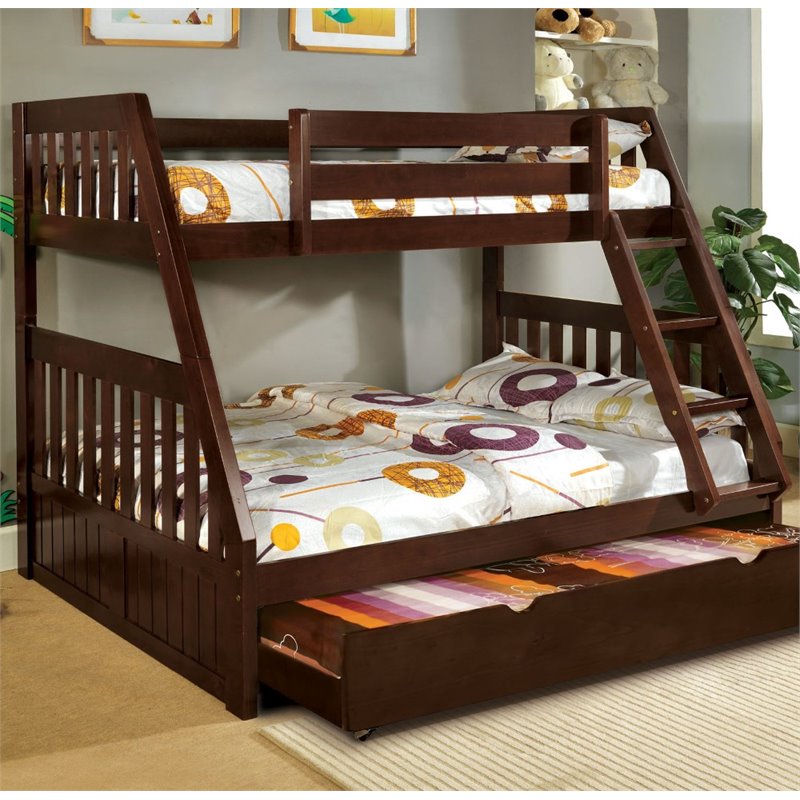 Furniture Of America Welchen Twin Over Full Bunk Bed In Dark Walnut Furniture Of America Welchen Twin Over Full Bunk Bed In Dark Walnut