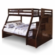 Furniture of America Dannick Wood Twin over Full Storage Bunk Bed in Dark Walnut