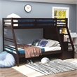 Furniture of America Dannick Wood Twin over Full Storage Bunk Bed in Dark Walnut