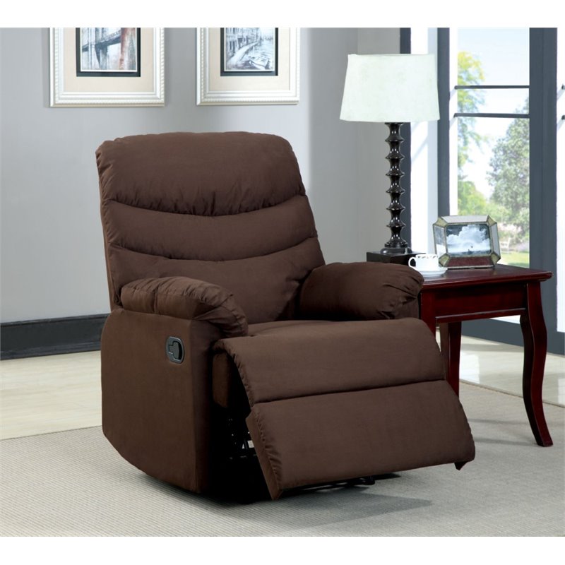 Furniture of America Helena Plush Microfiber Upholstered Recliner in