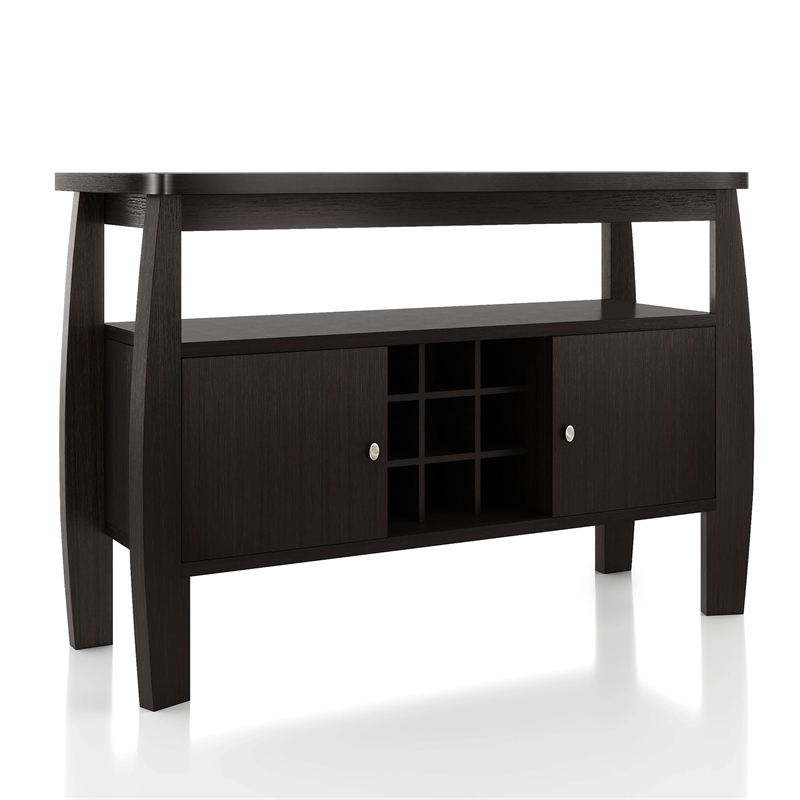 Furniture of America Mendota Wood Buffet Table with Wine Rack in Espresso