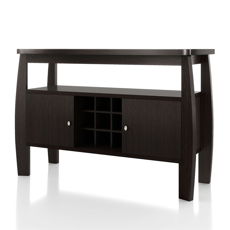 Furniture of America Mendota Wood Buffet Table with Wine Rack in Espresso