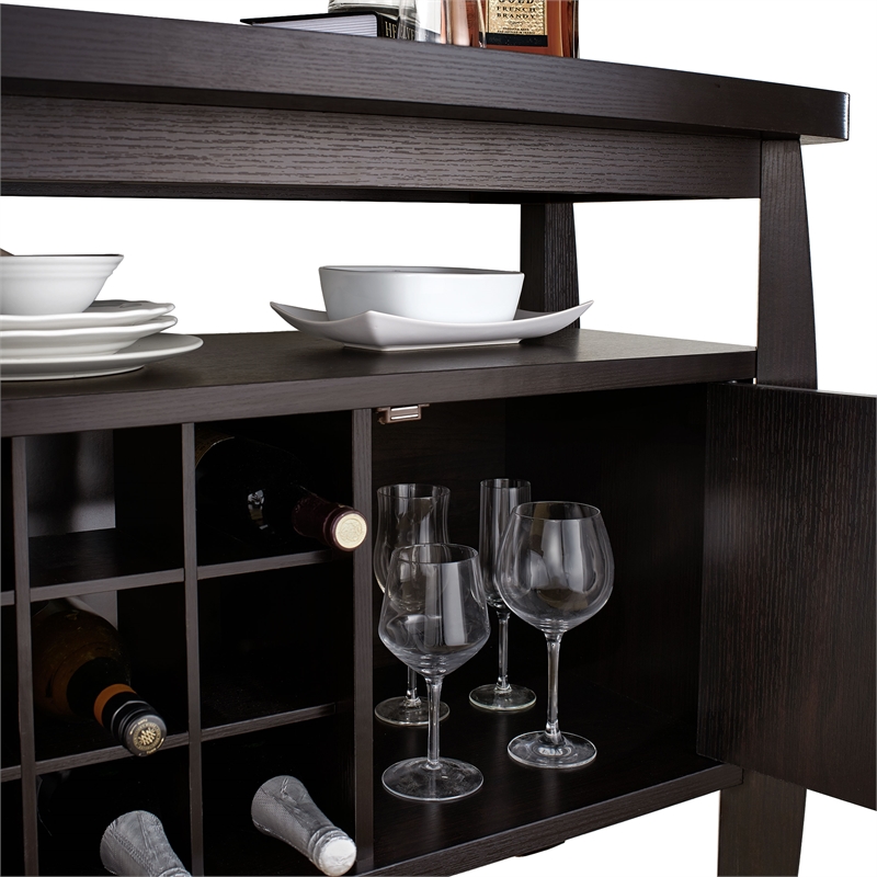 Furniture of America Mendota Wood Buffet Table with Wine Rack in Espresso