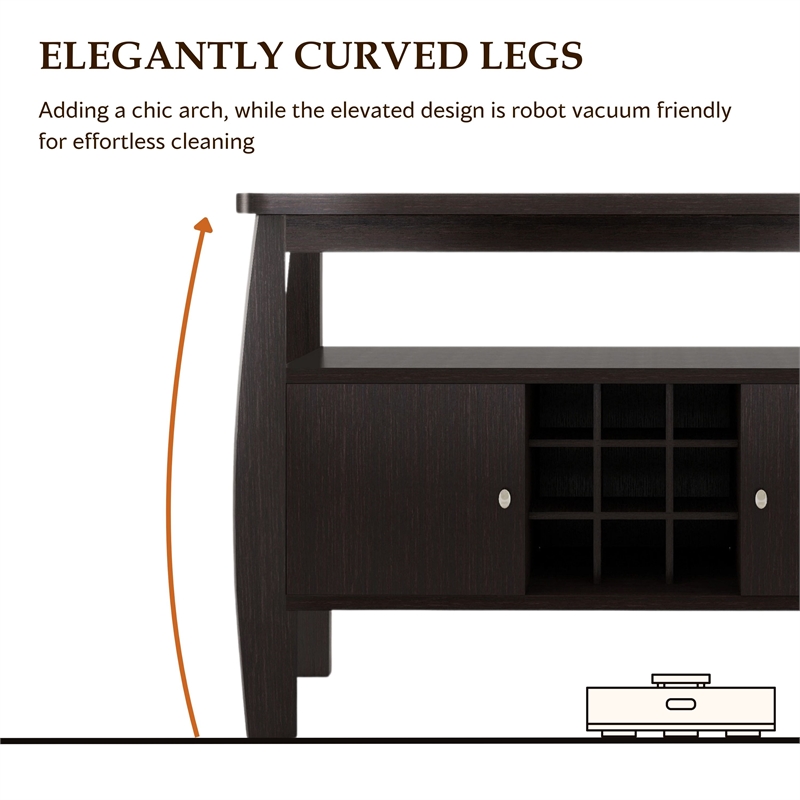 Furniture of America Mendota Wood Buffet Table with Wine Rack in Espresso