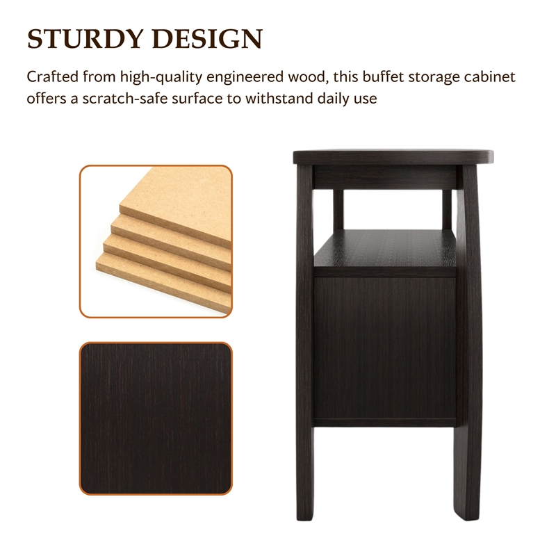 Furniture of America Mendota Wood Buffet Table with Wine Rack in Espresso