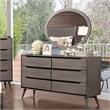 Furniture of America Belkor Wood 6-Drawer Dresser with Oval Mirror in Gray