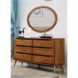 Furniture of America Belkor Wood 6-Drawer Dresser with Oval Mirror in Oak