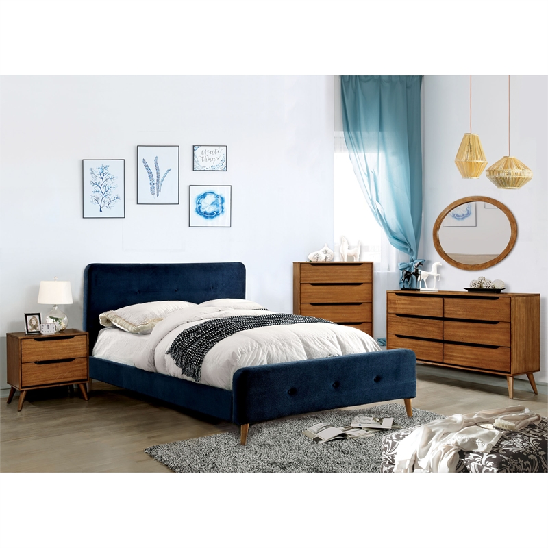 Furniture of America Belkor Wood 6-Drawer Dresser with Oval Mirror in Oak