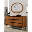 Furniture of America Belkor Wood 6-Drawer Dresser with Oval Mirror in Oak