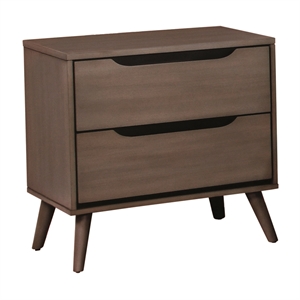 furniture of america belkor 2 drawer mid-century solid wood nightstand