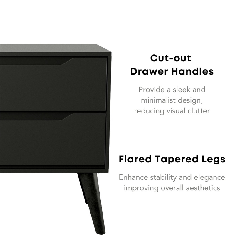 Furniture of America Belkor Mid-Century Modern Wood 2-Drawer Nightstand in Gray