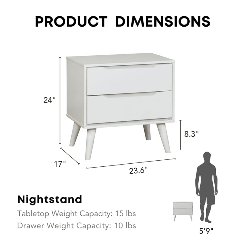 Furniture of America Belkor Mid-Century Modern Wood 2-Drawer Nightstand in Oak